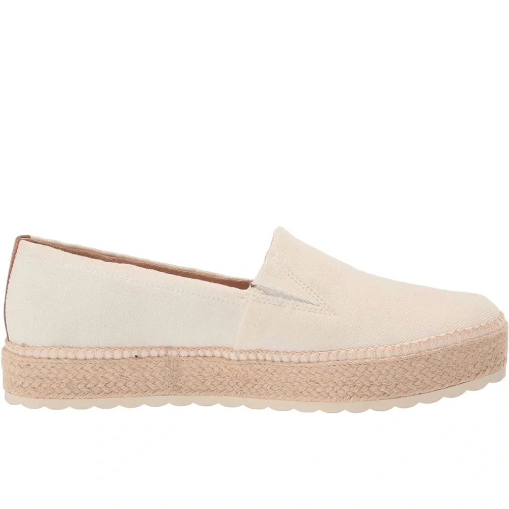 NIB Dr.Scholl's Sunray Espadrille Slip On Shoes Size 6.5 White Canvas Jute Sole